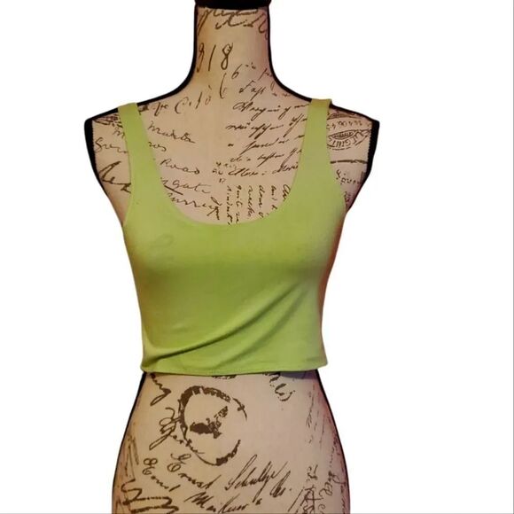 TOPSHOP Neon Green Crop Top-Ladies Size Petite 4 - Picture 1 of 5